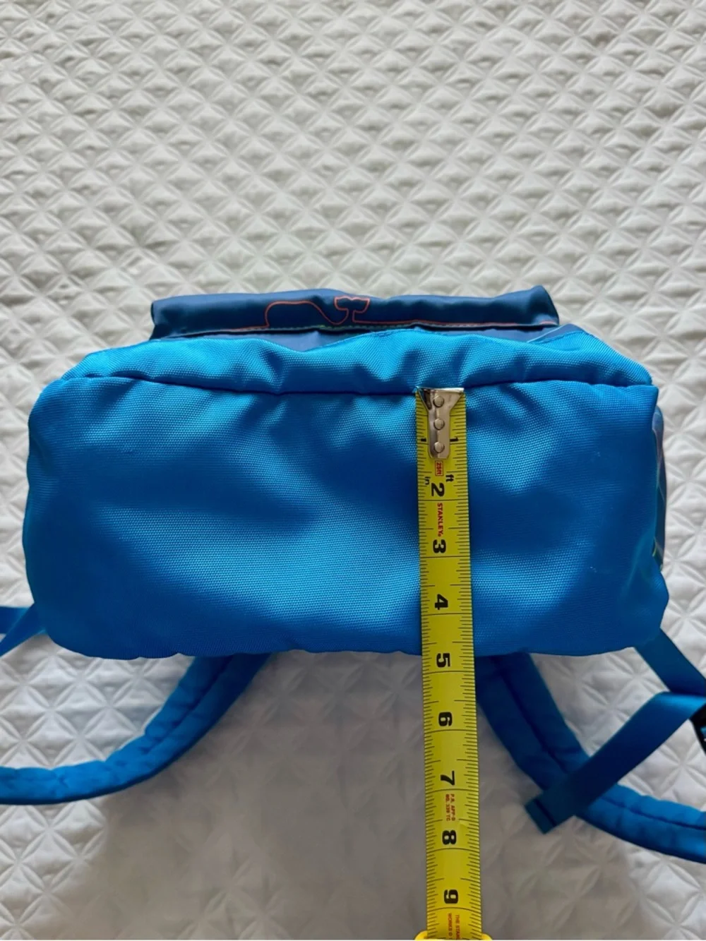 Vineyard Vines Kids Blue School Backpack Bookbag Neon Green and Whale Lines